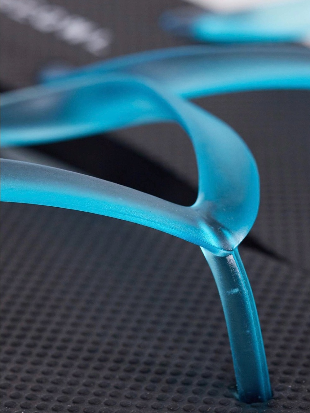 Classic Black Flip Flops with Blue Translucent Straps - Picture 4 of 5